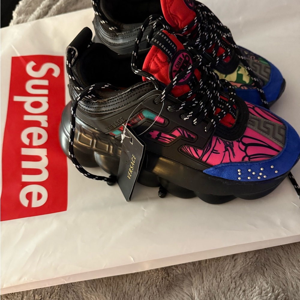 Versace Kids Black and Multicolor Sneakers